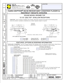 3020 Sani-Ceptor Sanitary Floor and Indirect Waste Drain 3020 Sani-Ceptor Sanitary Floor and Indirect Waste Drain